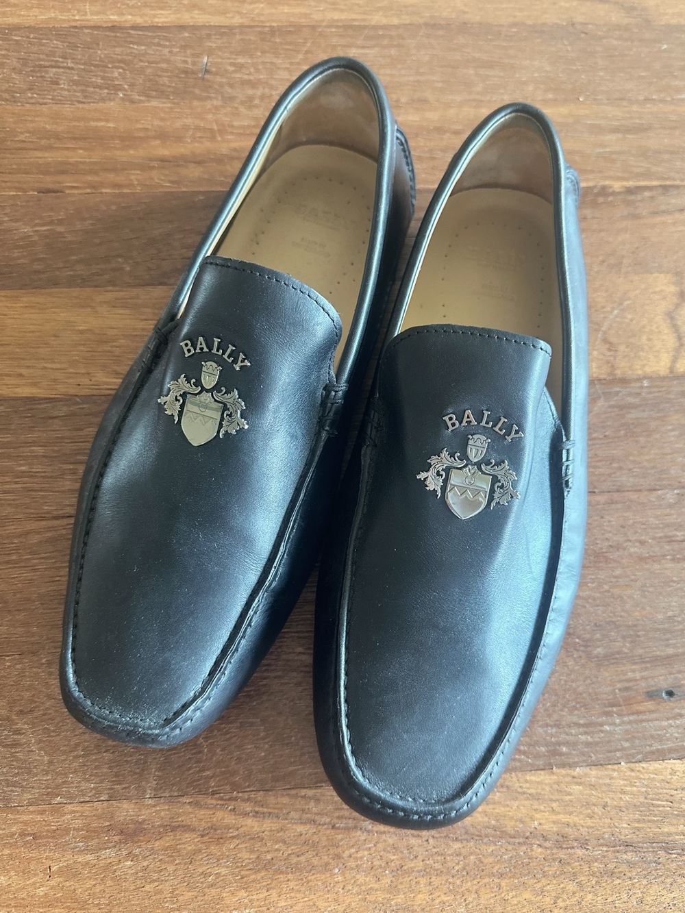 Bally Men’s Black Leather Driving Loafers Moccasins Slip On Shoes Luxury Size 8